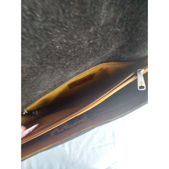 Patrica Nash Black Leather Map Sarola Scalloped Flap Snap Shoulder Bag Crossbody - Picture 8 of 15